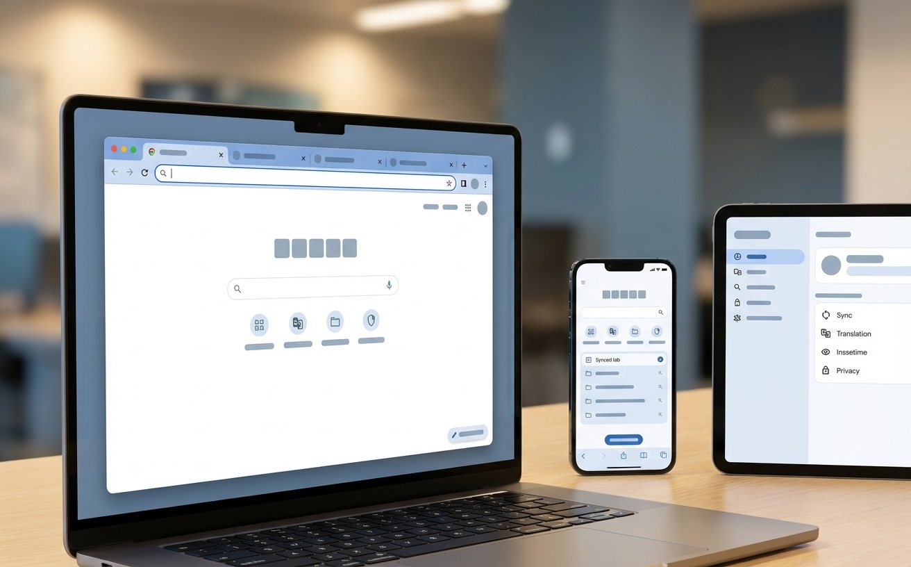 谷歌浏览器跨平台同步与标签页管理界面